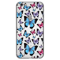 Чохол прозорий Print Butterfly для iPhone 6 Plus | 6s Plus Blue/Pink купити