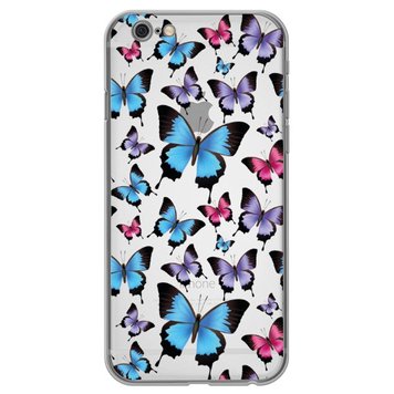 Чохол прозорий Print Butterfly для iPhone 6 Plus | 6s Plus Blue/Pink - ash-mobile.com.ua - фото 1