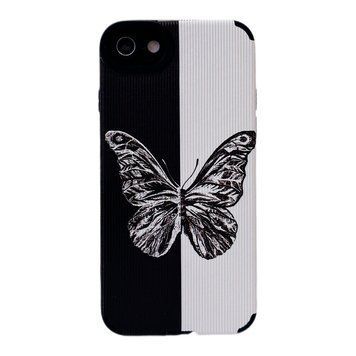 Чехол Ribbed Case для iPhone 7 | 8 | SE 2 | SE 3 Big Butterfly Black/White - ash-mobile.com.ua - фото 1