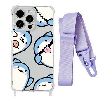 Чехол прозрачный с ремешком Print Shark для iPhone 17 Air Shark More/Glycine