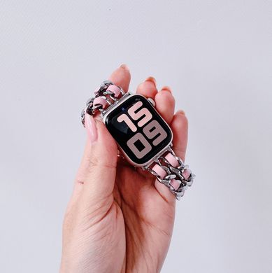 Ремешок Chanel Leather для Apple Watch 38mm | 40mm | 41mm Silver/Pink