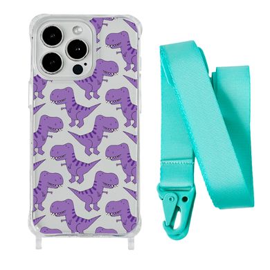 Чохол прозорий з ремінцем Print Dinosaur для iPhone X | XS Dinosaur/Spearmint - ash-mobile.com.ua - фото 1