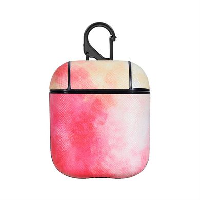 Чехол Leather Watercolor Case для AirPods 1 | 2 Red/White