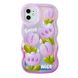 Чехол Волнистый с подставкой для iPhone 12 | 12 PRO Tulips smile nice купить
