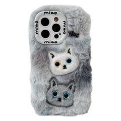 Чехол Fluffy Cute Case для iPhone 12 PRO MAX Cat Grey/White купить