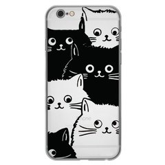 Чохол прозорий Print Animals для iPhone 6 Plus | 6s Plus Cats Black/White купити