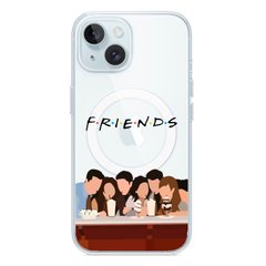 Чехол прозрачный Print FRIENDS with MagSafe для iPhone 15 Plus Cafe