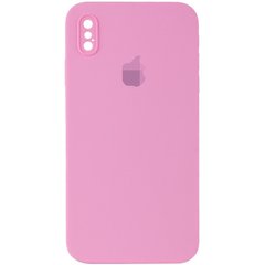 Чехол Silicone Case FULL+Camera Square для iPhone XS MAX Light pink купить