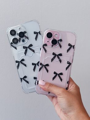 Чехол прозрачный с карманом ASH PRINT для iPhone 15 PRO MAX Bow Black - ash-mobile.com.ua - фото 2