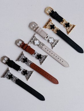 Ремінець Leather Van Cleef для Apple Watch 38mm | 40mm | 41mm | 42mm (10 | 11 series) Antique white/Starlight - ash-mobile.com.ua - фото 6