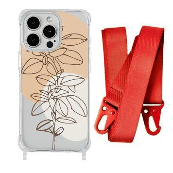 Чохол прозорий з ремінцем Print Leaves для iPhone 13 PRO MAX Flowerpot/Red - ash-mobile.com.ua - фото 1