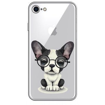 Чохол прозорий Print Dogs для iPhone 7 | 8 | SE 2 | SE 3 Glasses Bulldog Black - ash-mobile.com.ua - фото 1