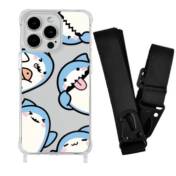 Чохол прозорий з ремінцем Print Shark для iPhone 15 PRO Shark More/Black - ash-mobile.com.ua - фото 1