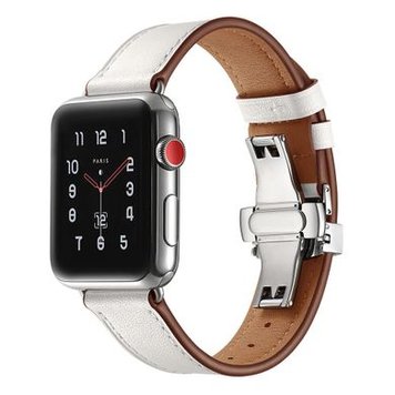 Ремінець Leather Butterfly для Apple Watch 38mm | 40mm | 41mm White - ash-mobile.com.ua - фото 1