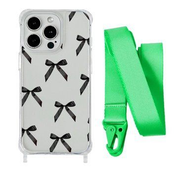 Чохол прозорий з ремінцем Print Mood swings для iPhone 11 PRO MAX Bow Black/Lime Green - ash-mobile.com.ua - фото 1