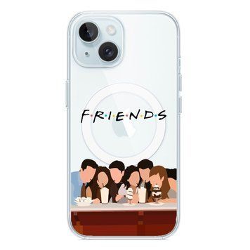 Чохол прозорий Print FRIENDS with MagSafe для iPhone 15 Plus Cafe - ash-mobile.com.ua - фото 1