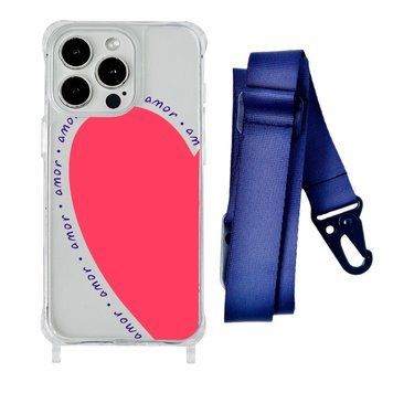 Чехол прозрачный с ремешком Print Mood swings для iPhone 17 Air Heart Amor/Midnight Blue