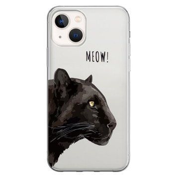 Чехол прозрачный Print Meow для iPhone 16 Plus Pantera Black - ash-mobile.com.ua - фото 1