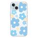 Чехол прозрачный Print Flower Color with MagSafe для iPhone 15 Blue