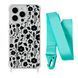 Чохол прозорий з ремінцем Print Flower для iPhone 14 PRO Floral Black/Spearmint
