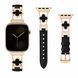 Ремінець Leather Van Cleef для Apple Watch 38mm | 40mm | 41mm | 42mm (10 | 11 series) Black/Gold - ash-mobile.com.ua - фото 1