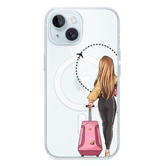 Чохол прозорий Print Adventure Girls with MagSafe для iPhone 14 Plus Pink Bag