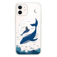 Чехол прозрачный Print Animal Blue with MagSafe для iPhone 11 Whale купить
