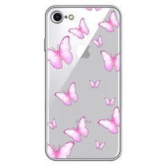 Чохол прозорий Print Butterfly для iPhone 7 | 8 | SE 2 | SE 3 Light Pink купити