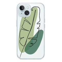 Чехол прозрачный Print Leaves with MagSafe для iPhone 14 Green