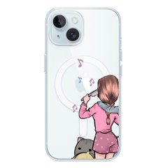 Чехол прозрачный Print Home Girls with MagSafe для iPhone 15 Plus Pink