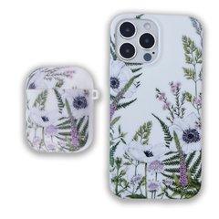 Комплект Beautiful Flowers для iPhone 13 PRO + Чохол для AirPods 1|2 Лаванда