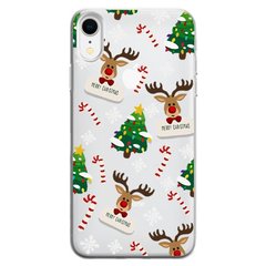 Чохол прозорий Print NEW YEAR для iPhone XR Deer heads купити