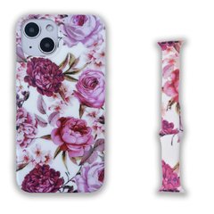 Комплект Beautiful Flowers для iPhone 13 + Ремінець для Apple Watch 38/40/41 mm Півонії