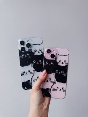 Чохол прозорий Print Animals для iPhone XR Cats Black/White купити