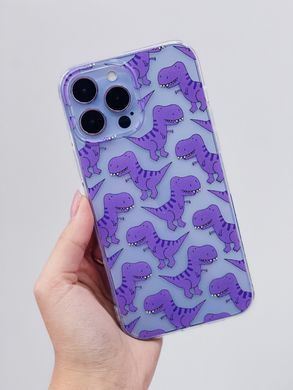 Чехол прозрачный Print Dinosaur для iPhone 14 Purple - ash-mobile.com.ua - фото 2