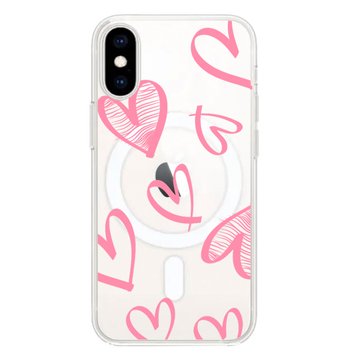 Чохол прозорий Print Love Kiss with MagSafe для iPhone XS MAX Heart Pink - ash-mobile.com.ua - фото 1