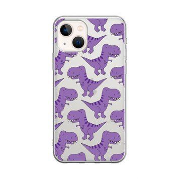 Чохол прозорий Print Dinosaur для iPhone 14 Purple - ash-mobile.com.ua - фото 1