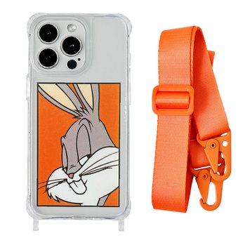 Чохол прозорий з ремінцем Print Кролик для iPhone 7 | 8 | SE 2 | SE 3 Кролик/Orange - ash-mobile.com.ua - фото 1