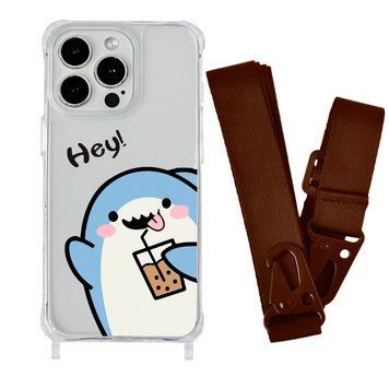 Чохол прозорий з ремінцем Print Shark для iPhone X | XS Shark Cocktail/Brown - ash-mobile.com.ua - фото 1