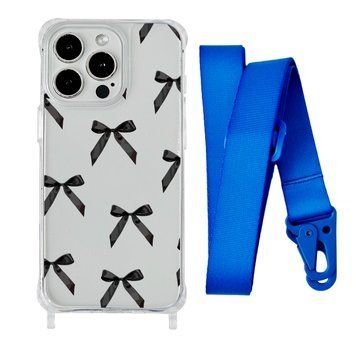 Чохол прозорий з ремінцем Print Mood swings для iPhone X | XS Bow Black/Blue - ash-mobile.com.ua - фото 1