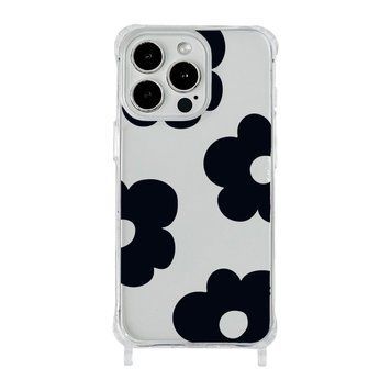 Чохол прозорий з ремінцем Print Flower Color для iPhone 7 Plus | 8 Plus Black - ash-mobile.com.ua - фото 1