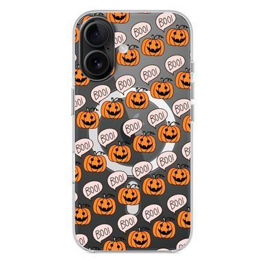 Чехол прозрачный Print Halloween with MagSafe для iPhone 17 Pumpkin Orange