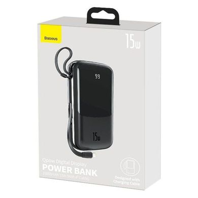 Портативна Батарея Baseus Qpow Digital Display 15W 20000mAh with IP Cable Black - ash-mobile.com.ua - фото 6