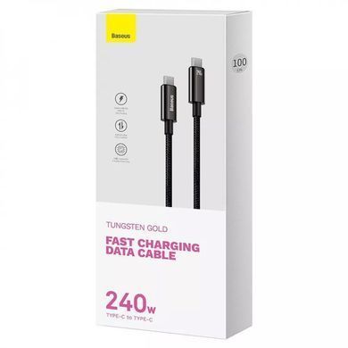 Кабель Baseus Tungsten Gold fast charging Type-C to Type-C 240W (1m) Black - ash-mobile.com.ua - фото 7