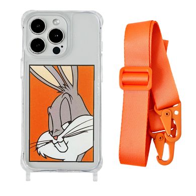 Чехол прозрачный с ремешком Print Кролик для iPhone 7 | 8 | SE 2 | SE 3 Кролик/Orange - ash-mobile.com.ua - фото 1