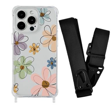 Чохол прозорий з ремінцем Print Flower для iPhone XR Spring Breeze/Black - ash-mobile.com.ua - фото 1