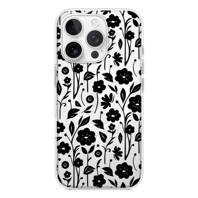 Чохол прозорий Print Flower with MagSafe для iPhone 16 PRO Floral Black - ash-mobile.com.ua - фото 2