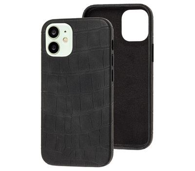 Чехол Leather Crocodile Case для iPhone 12 MINI Black купить