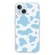Чехол прозрачный Print Animal Blue with MagSafe для iPhone 15 Plus Cow