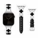 Ремінець Leather Van Cleef для Apple Watch 38mm | 40mm | 41mm | 42mm (10 | 11 series) Black/Silver - ash-mobile.com.ua - фото 1